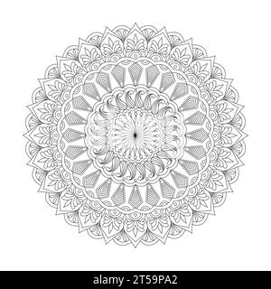 Serene Blossoms, pagina di libri da colorare per mandala per adulti per l'interno del libro KDP. Petali pacifici, capacità di rilassarsi, esperienze cerebrali, paradiso armonioso, pace Illustrazione Vettoriale