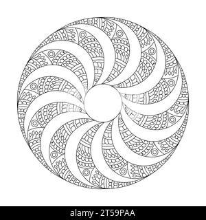 Pagina tonda di Mandala celtico per colorare gli interni del libro KDP, possibilità di rilassarsi, esperienze cerebrali, Harmonous Haven, ritratti tranquilli, fioritura B Illustrazione Vettoriale