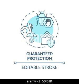 Concetto di protezione garantita per icona a linea sottile 2D. Illustrazione Vettoriale