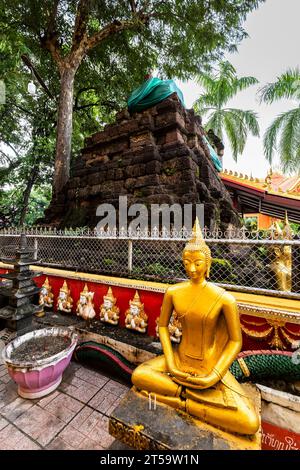 Wat si Muang (Wat Simuong), statua del Buddha, sala principale, Vientiane, Laos, sud-est asiatico, Asia Foto Stock