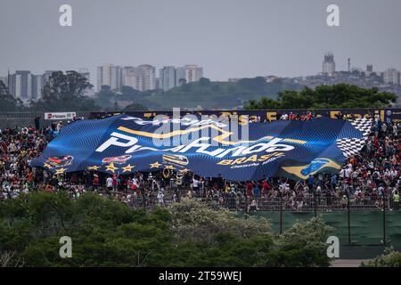 SAN PAOLO, Brasile. 3 novembre 2023. Tifosi durante il GP DO BRASIL DE FORMULA 1, autodromo de Interlagos - F1 GP BRAZIL 2023 - Formel 1 Grand Prix Brasilien - Formula 1, Formel 1, formule 1 - immagine a pagamento - Photo Credit: © Victor ELEUTERIO/ATP (ELEUTERIO VICTOR/ATP/SPP) Credit: SPP Sport Press Photo. /Alamy Live News Foto Stock