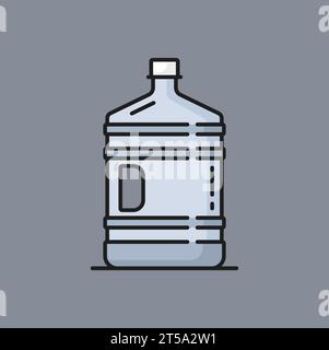 Serbatoio di plastica del pacchetto dell'acqua, gallone di icona della linea di colore del contenitore dell'alimentazione dell'acqua di emergenza. Acqua rinfrescante Vector Fresh in grande barile o tanica Illustrazione Vettoriale
