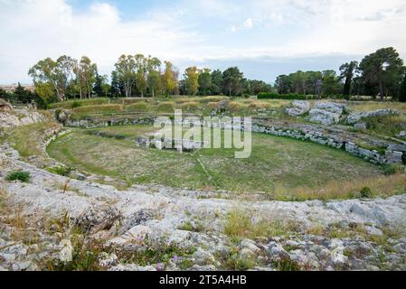 Anfiteatro Romano nel Parco Archeologico della Neapolis - Siracusa - Italia Foto Stock