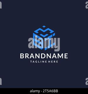 Design esagonali con logo DOPPIO, logo iniziale con monogramma migliore e ispirazione per il design a forma esagonale Illustrazione Vettoriale