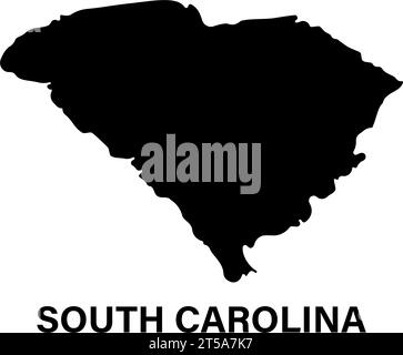 Icona della silhouette della mappa dello stato del South Carolina Illustrazione Vettoriale