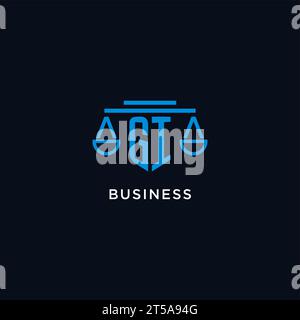 Logo iniziale monogramma gi con scale di ispirazione per il design icona giustizia, grafica vettoriale Illustrazione Vettoriale