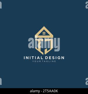 Lettera iniziale IJ con logo creativo per tetto della casa semplice per grafica vettoriale delle aziende immobiliari Illustrazione Vettoriale