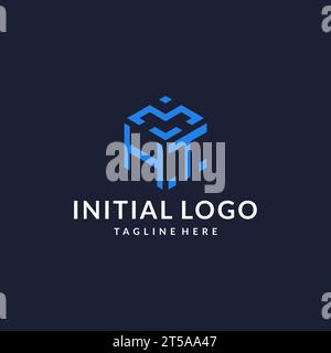 Design esagonale con logo HT, logo iniziale con monogramma migliore e ispirazione per il design con forma esagonale Illustrazione Vettoriale