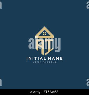 Lettera iniziale ai con design creativo del logo del tetto della casa semplice per grafica vettoriale delle aziende immobiliari Illustrazione Vettoriale