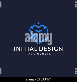 Design esagonale con logo XL, logo iniziale con monogramma migliore e ispirazione per il design con forma esagonale Illustrazione Vettoriale