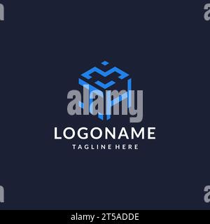 Design esagonale con logo TH, logo iniziale con monogramma migliore e ispirazione per il design con forma esagonale Illustrazione Vettoriale