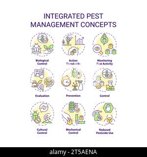 Set di icone modificabili che rappresentano la gestione integrata dei parassiti Illustrazione Vettoriale