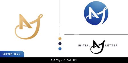 Lettere iniziali MJ monogramma logo sfondi bianchi isolati per elementi di biglietti da visita, identità aziendale di branding, materiali pubblicitari Illustrazione Vettoriale