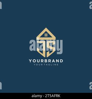 Lettera iniziale JS con logo creativo per tetto della casa semplice per grafica vettoriale delle aziende immobiliari Illustrazione Vettoriale