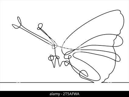 Farfalla. Disegno a linee continuo. Illustrazione vettoriale. Illustrazione Vettoriale