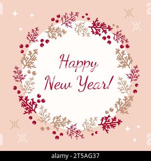 Buon anno con una corona tradizionale Illustrazione Vettoriale