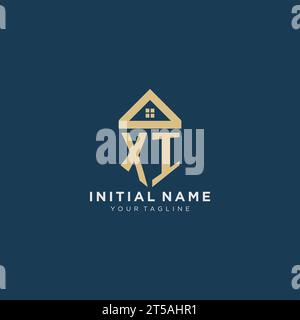 Lettera iniziale XI con logo creativo del tetto della casa semplice per grafica vettoriale delle aziende immobiliari Illustrazione Vettoriale