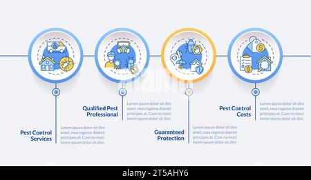 Modello 2D integrato di infografiche vettoriali per la gestione dei parassiti con concetto di icone lineari, visualizzazione dei dati con 4 fasi, grafico della sequenza temporale dei processi. Illustrazione Vettoriale