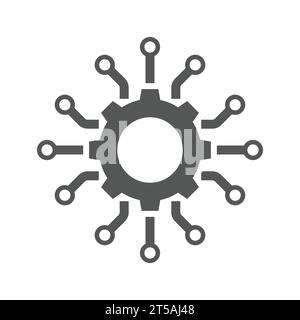 Icona di integrazione dei dati, sviluppo di framework o tecnologie, software o api. Simbolo di linea sottile su sfondo bianco. Tratto modificabile. EPS 10. Illustrazione Vettoriale