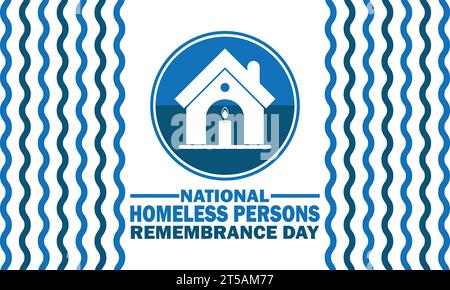 Giornata nazionale della memoria dei senzatetto. Illustrazione vettoriale. Adatto per biglietti d'auguri, poster e striscioni Illustrazione Vettoriale