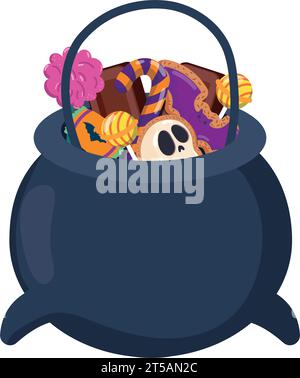 Caramelle colorate di halloween calderone Happy halloween Vector Illustrazione Vettoriale