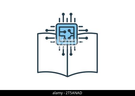 icona di apprendimento automatico. icona relativa al dispositivo, all'intelligenza artificiale. stile icona linea piatta. semplice progettazione vettoriale modificabile Illustrazione Vettoriale