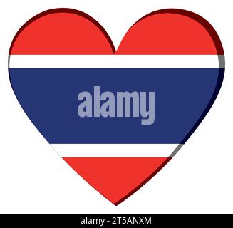 Forma a cuore isolato con la bandiera di Thailand Vector Illustrazione Vettoriale