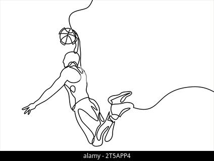 Linea continua del giocatore di basket Illustrazione Vettoriale