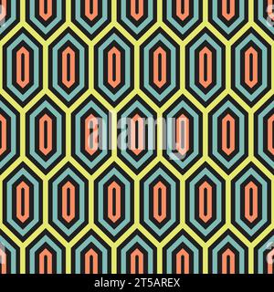 Ripetizione senza cuciture di celle esagonali vettoriali. Texture moderna ed elegante. Ripetizione delle sezioni geometriche con elementi di linea Illustrazione Vettoriale