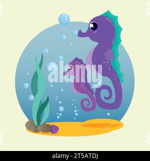 Un paio di simpatici personaggi Sealife Vector Illustrazione Vettoriale