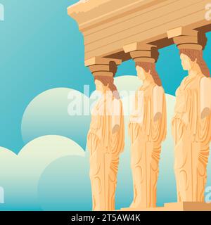 Isolata costruzione romana colonne scultura greca Vector Illustrazione Vettoriale