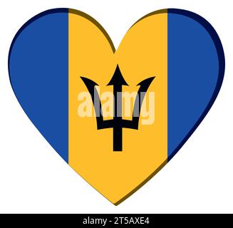 Forma del cuore isolato con la bandiera di Barbados Vector Illustrazione Vettoriale