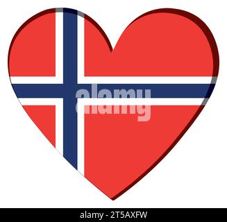 Forma a cuore isolato con la bandiera di Norway Vector Illustrazione Vettoriale