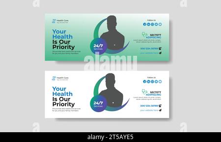 Banner di social media per copertina medica sanitaria Illustrazione Vettoriale