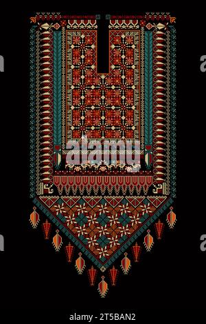 Ricamo vettore Tatreez template, Palestinese moda collo ornamento Foto Stock