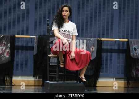 Madrid, Spagna. 4 novembre 2023. Il soprano Guiomar canto si esibisce durante le prove di Carmen. The Flamenco Musical al Teatro Real di Madrid, 4 novembre 2023, Spagna (foto di Oscar Gonzalez/Sipa USA) (foto di Oscar Gonzalez/Sipa USA) credito: SIPA USA/Alamy Live News Foto Stock