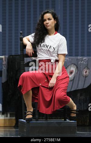 Madrid, Spagna. 4 novembre 2023. Il soprano Guiomar canto si esibisce durante le prove di Carmen. The Flamenco Musical al Teatro Real di Madrid, 4 novembre 2023, Spagna (foto di Oscar Gonzalez/Sipa USA) (foto di Oscar Gonzalez/Sipa USA) credito: SIPA USA/Alamy Live News Foto Stock