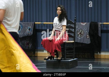 Madrid, Spagna. 4 novembre 2023. Il soprano Guiomar canto si esibisce durante le prove di Carmen. The Flamenco Musical al Teatro Real di Madrid, 4 novembre 2023, Spagna (foto di Oscar Gonzalez/Sipa USA) (foto di Oscar Gonzalez/Sipa USA) credito: SIPA USA/Alamy Live News Foto Stock