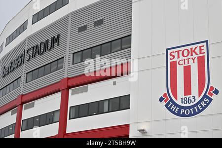 Stoke on Trent, Regno Unito. 4 novembre 2023. Bet365 Stadium in vista della partita, durante la partita del campionato Sky Bet Stoke City vs Cardiff City al Bet365 Stadium, Stoke-on-Trent, Regno Unito, 4 novembre 2023 (foto di Cody Froggatt/News Images) a Stoke-on-Trent, Regno Unito il 11/4/2023. (Foto di Cody Froggatt/News Images/Sipa USA) credito: SIPA USA/Alamy Live News Foto Stock