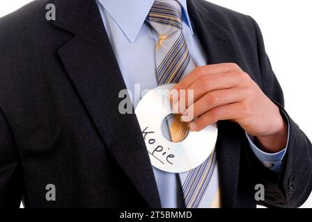 Businessmann mit einer Daten CD in der Hand - Datenklau, BLF *** uomo d'affari con un CD dati in mano furto di dati, BLF 07010541 x credito: Imago/Alamy Live News Foto Stock