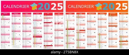 calendario francese 2025 con santi e festività Illustrazione Vettoriale