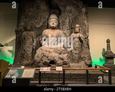 Giappone, Kyushu, USA. Mostra buddista nel Museo di storia della Prefettura di Oita. Foto Stock