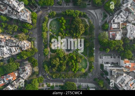 Vista aerea di Piazza Pomar e del parco nel quartiere barra da Tijuca nella città di Rio de Janeiro, Brasile Foto Stock