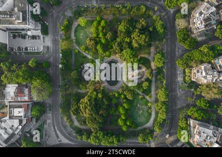 Vista aerea di Piazza Pomar e del parco nel quartiere barra da Tijuca nella città di Rio de Janeiro, Brasile Foto Stock