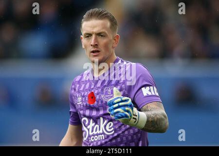 Liverpool, Regno Unito. 4 novembre 2023. Jordan Pickford, il portiere dell'Everton. Partita di Premier League, Everton contro Brighton e Hove Albion al Goodison Park di Liverpool sabato 4 novembre 2023. Questa immagine può essere utilizzata solo per scopi editoriali. Solo per uso editoriale, foto di Chris Stading/Andrew Orchard fotografia sportiva/Alamy Live news credito: Andrew Orchard fotografia sportiva/Alamy Live News Foto Stock