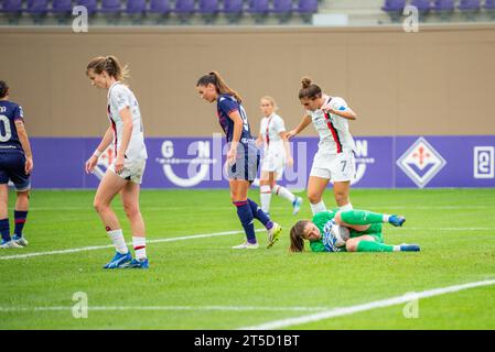 Firenze, Italia. 4 novembre 2023. Firenze, 22 ottobre 2023: Giuliani Laura (1 Milano) durante la partita di serie A Women League tra Fiorentina Women e Milan Women al Viola Park di Firenze. (Sara Esposito/SPP) credito: SPP Sport Press Photo. /Alamy Live News Foto Stock