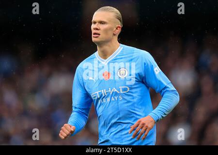 Manchester, Regno Unito. 4 novembre 2023. Erling Haaland #9 di Manchester City durante la partita di Premier League Manchester City contro Bournemouth all'Etihad Stadium, Manchester, Regno Unito, il 4 novembre 2023 (foto di Conor Molloy/News Images) a Manchester, Regno Unito il 11/4/2023. (Foto di Conor Molloy/News Images/Sipa USA) credito: SIPA USA/Alamy Live News Foto Stock