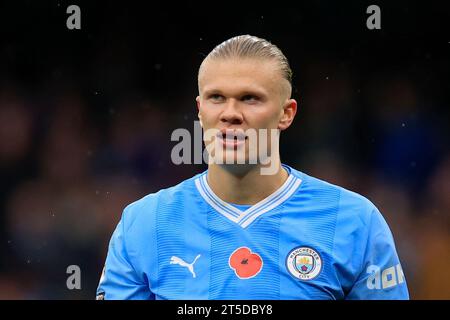 Manchester, Regno Unito. 4 novembre 2023. Erling Haaland #9 di Manchester City durante la partita di Premier League Manchester City contro Bournemouth all'Etihad Stadium, Manchester, Regno Unito, il 4 novembre 2023 (foto di Conor Molloy/News Images) a Manchester, Regno Unito il 11/4/2023. (Foto di Conor Molloy/News Images/Sipa USA) credito: SIPA USA/Alamy Live News Foto Stock