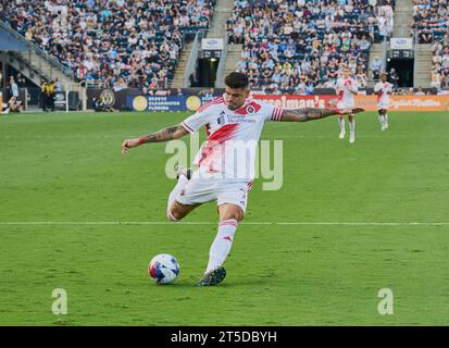 CHESTER, PA, USA - 28 OTTOBRE 2023: Match di playoff tra Philadelphia Union e New England Revolution al Subaru Park. Foto Stock