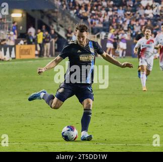 CHESTER, PA, USA - 28 OTTOBRE 2023: Match di playoff tra Philadelphia Union e New England Revolution al Subaru Park. Foto Stock